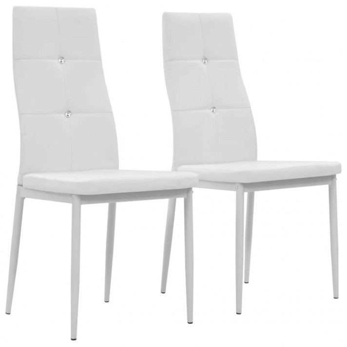 Set di sedie ecopelle e gambe di acciaio bianco Vida XL