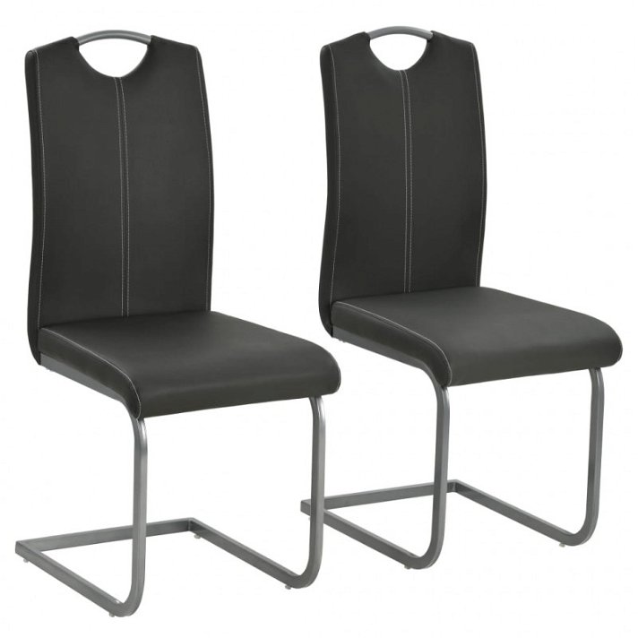 Set di sedie contemporaneo di pelle e acciaio grigio Vida XL