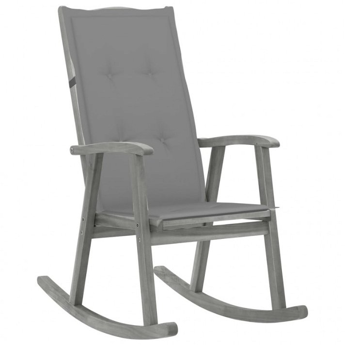 Cadeira de baloiço cinzenta de acácia com almofada cor cinzenta Vida XL