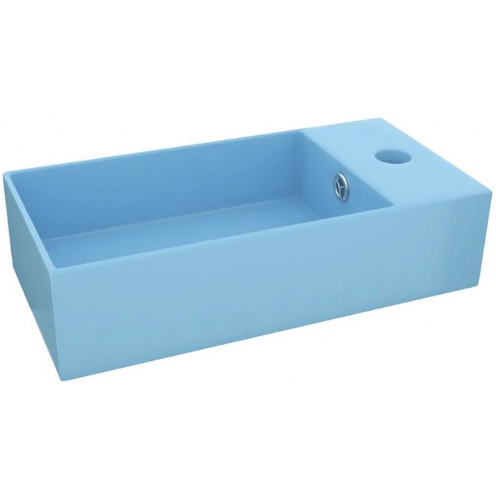 Lavabo rectangular de 48 cm fabricado en cerámica con acabado mate de color azul claro Vida XL
