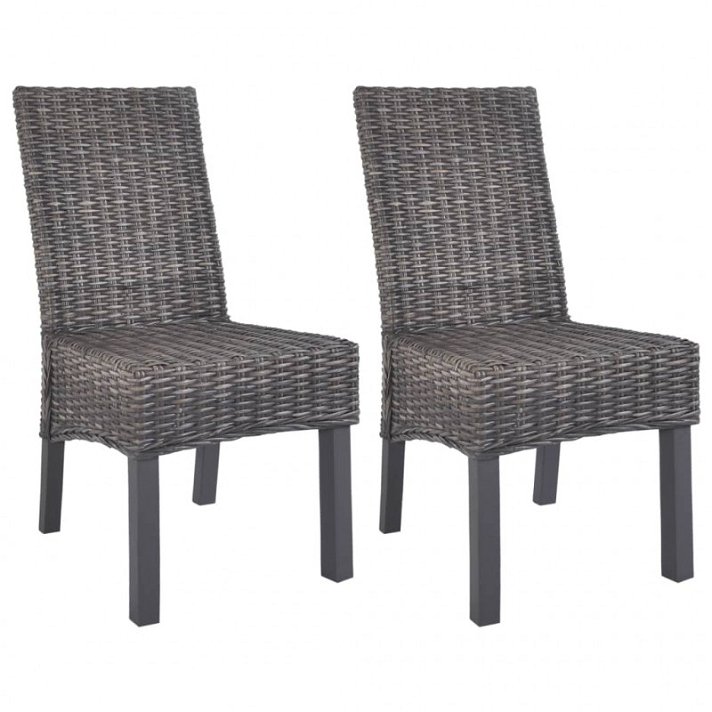 Conjunto de cadeiras tecidas de rattan Kubu castanho Vida XL