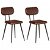 Conjunto de cadeiras de estilo retro fabricados com aço e couro de cabra de cor castanho VidaXL