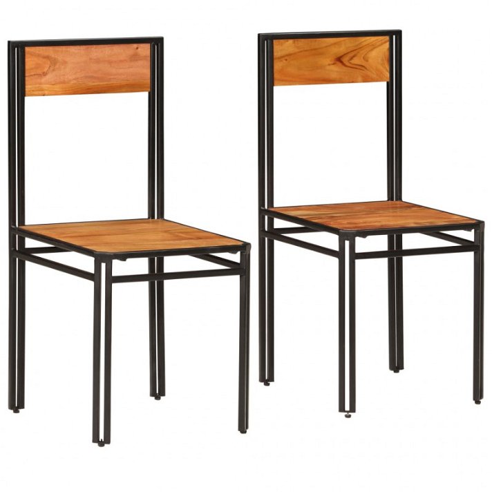 Set di sedie di legno di acacia e acciaio marrone Vida XL