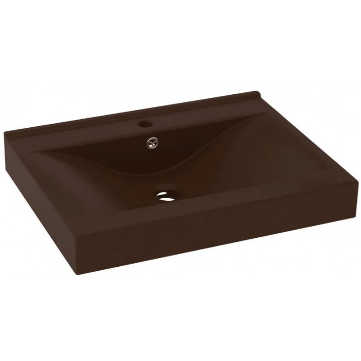 Lavabo rectangular 60 cm marrón oscuro mate Vida XL