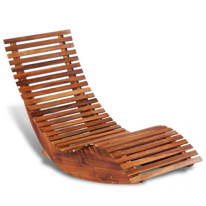 Mecedora ergonómica de estructura de madera de acacia de acabado en tono natural Vida XL