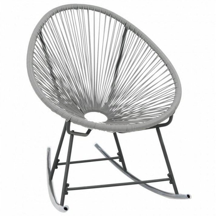 Cadeira de baloiço de rattan e aço cor cinzenta Acapulco Vida XL