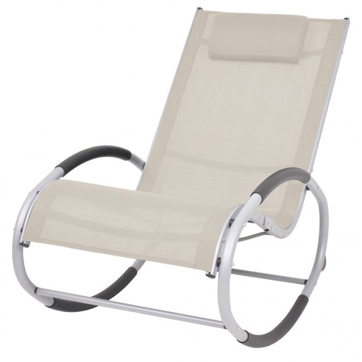 Cadeira de baloiço de alumínio e textilene cor creme Vida XL