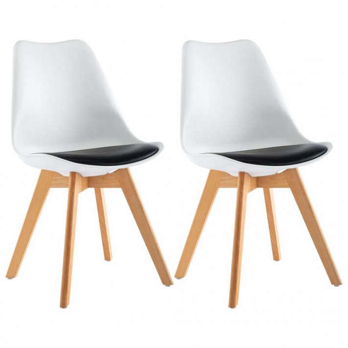 Conjunto de cadeiras nórdicas de couro sintético branco e preto Vida XL