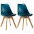 Conjunto de cadeiras nórdicas de couro turquesa e preto Vida XL