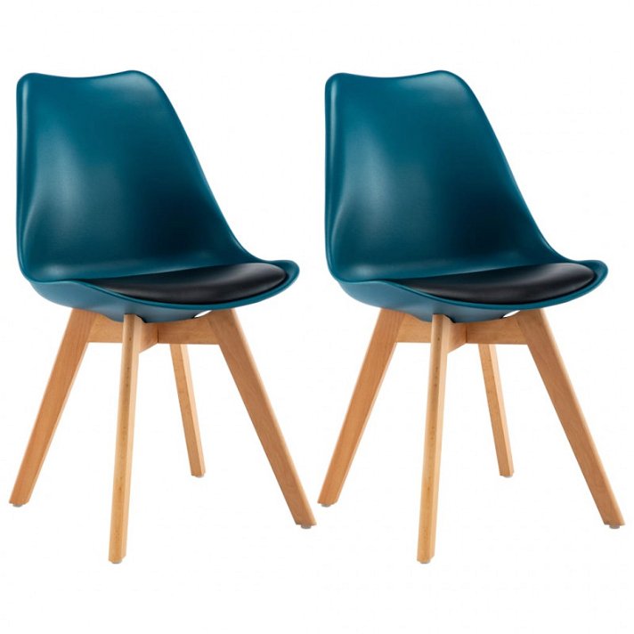 Conjunto de cadeiras nórdicas de couro turquesa e preto Vida XL