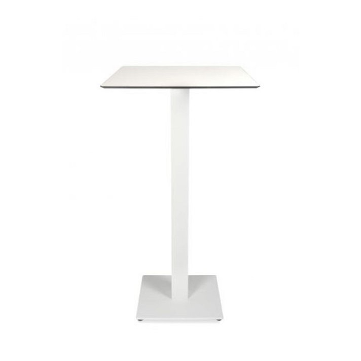 Mesa alta de 60 cm de fenólico y aluminio con acabado en color blanco Miro Garbar