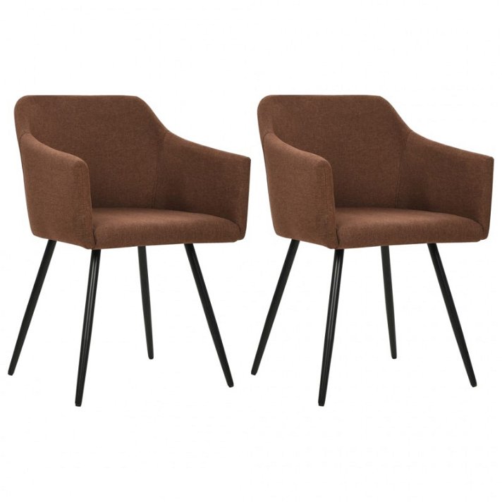 Conjunto de cadeiras modernas de tecido com pernas castanho Vida XL