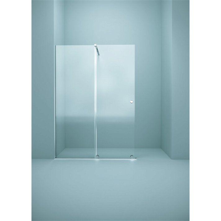 Painel de duche frontal com um painel corrediça e um painel fixo de vidro temperado Bron Aquore