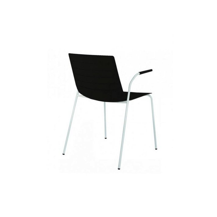 Set di sedie con braccioli realizzate in polipropilene nero e gambe in acciaio Skin Resol