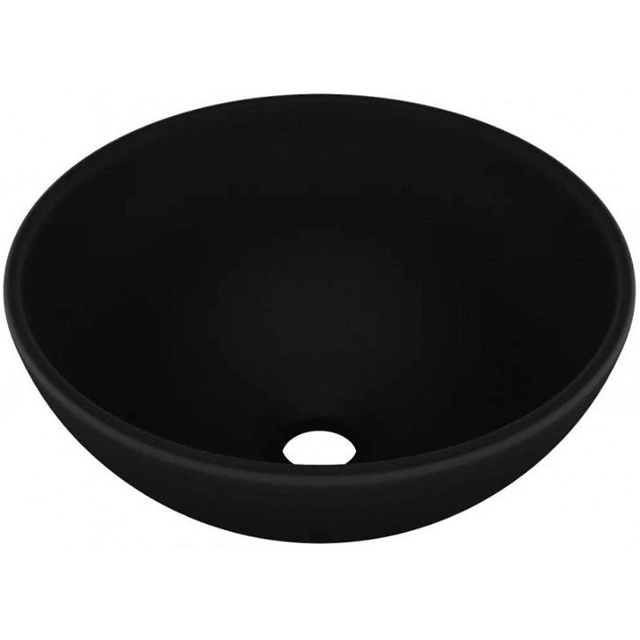Lavabo sobre encimera de cerámica con diseño moderno y circular en color negro mate Vida XL