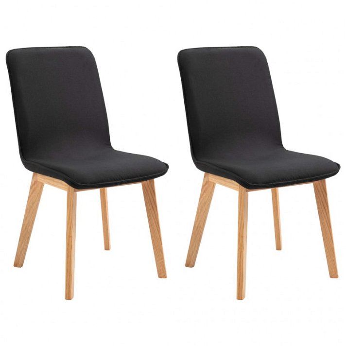 Set di sedie moderne di tessuto e gambe di quercia nero Vida XL
