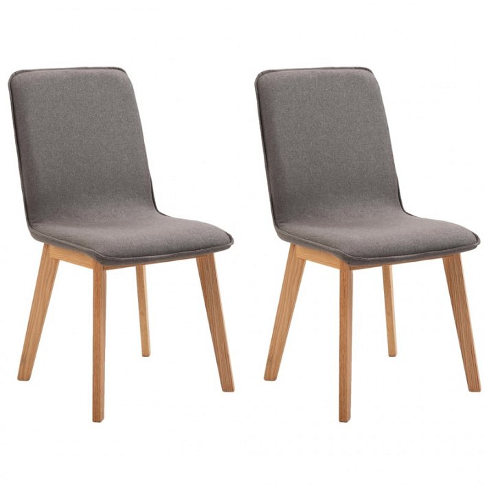 Conjunto de cadeiras modernas de tecido e pernas carvalho cinzento taupe Vida XL