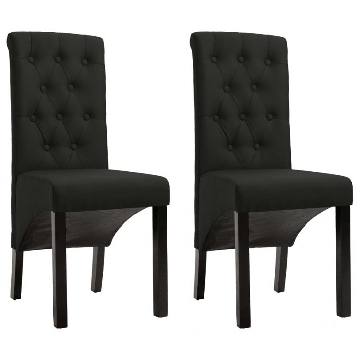 Set di sedie di tessuto con schienale capitonné nero Vida XL