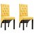 Conjunto de cadeiras de tecido com encosto capitoné amarelo Vida XL