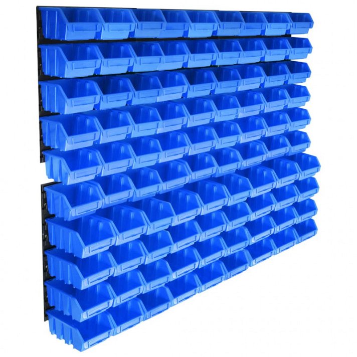 Set di pannelli da parete e scatole di stoccaggio azzurre Vida XL