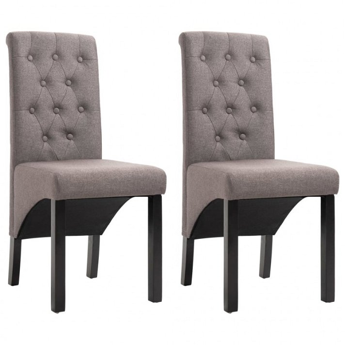 Conjunto de cadeiras de tecido com encosto capitoné cinzento-taupe Vida XL