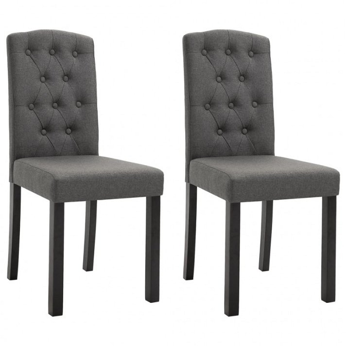 Conjunto de cadeiras de tecido com pernas de madeira cor cinzento-escuro Vida XL
