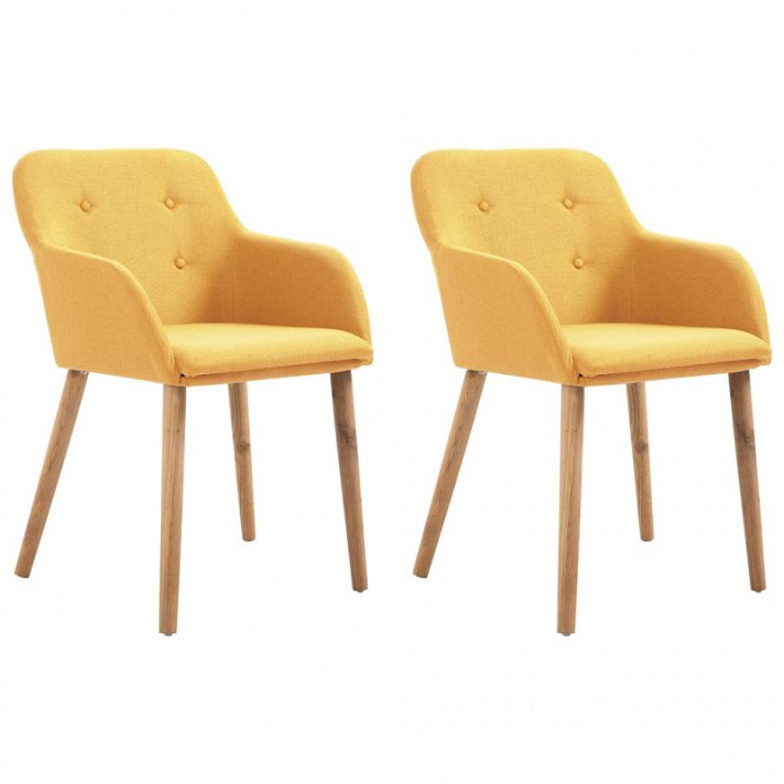 Conjunto de cadeiras de tecido com pernas de carvalho amarelo Vida XL