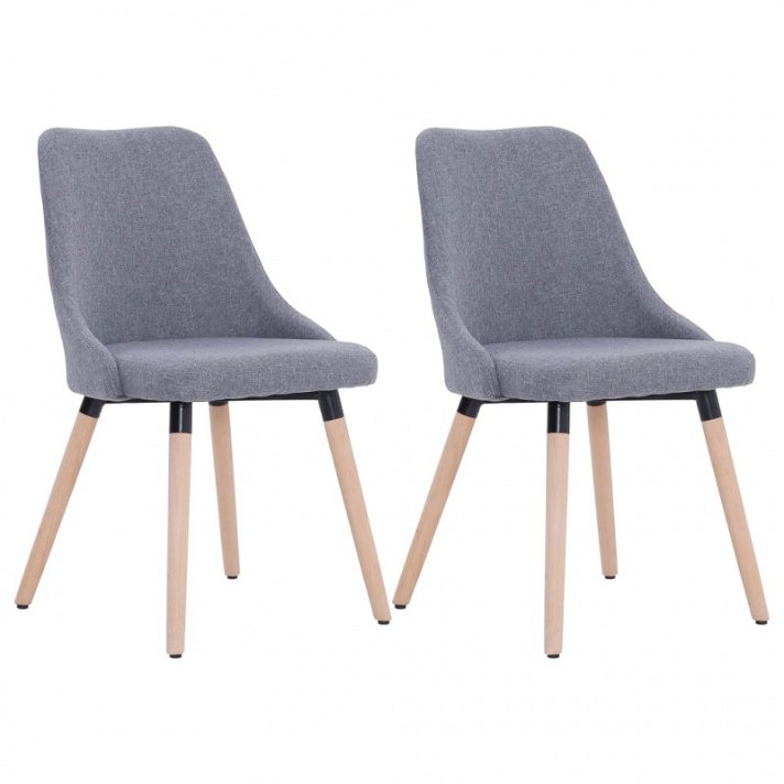 Set di 2 sedie con gambe in legno e rivestimento in tessuto grigio chiaro VidaXL