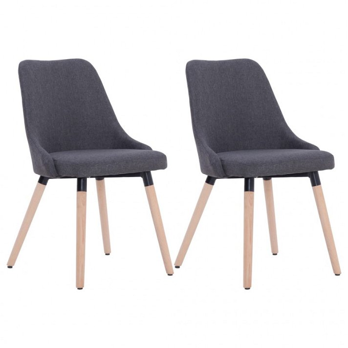 Set di 2 sedie con gambe realizzato in legno e rivestimento in tessuto grigio scuro VidaXL