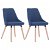 Conjunto de cadeiras de tecido com pernas de madeira azul Vida XL