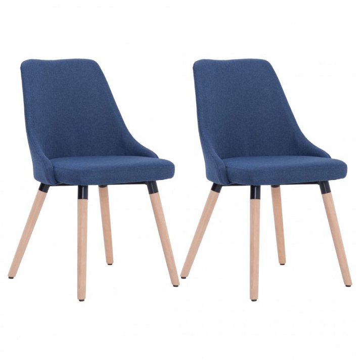 Conjunto de cadeiras de tecido com pernas de madeira azul Vida XL