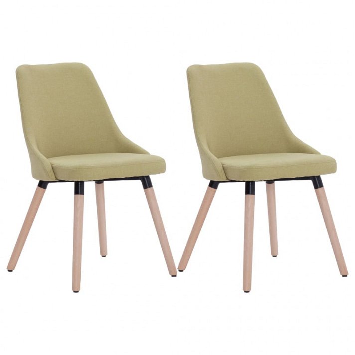 Set di sedie di tessuto con gambe di legno verde Vida XL