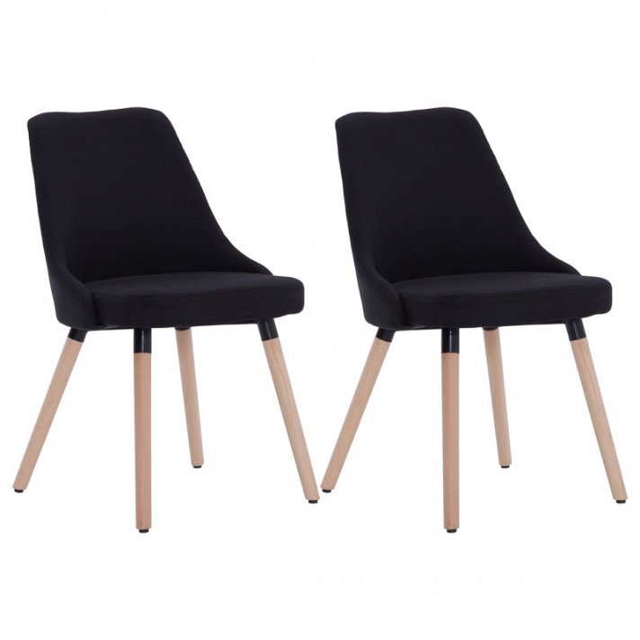 Conjunto de cadeiras de tecido com pernas de madeira preta Vida XL