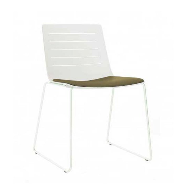 Pack de 4 sillas con patas patín elaboradas en acero y polipropileno color blanco Skin Resol