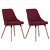 Conjunto de cadeiras de tecido com pernas de madeira bordeaux Vida XL