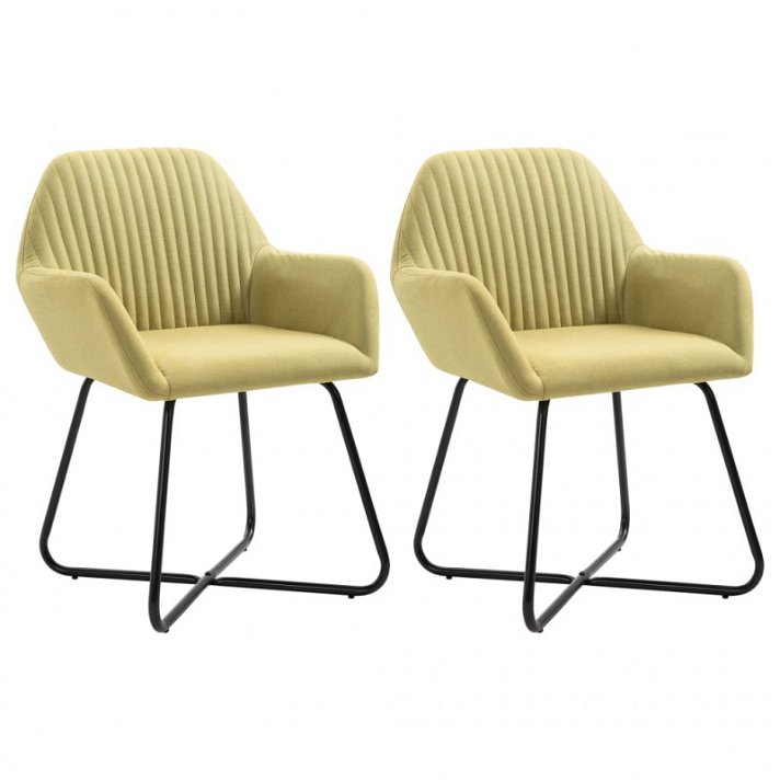 Pack de sillas modernas de tela con reposabrazos verde Vida XL