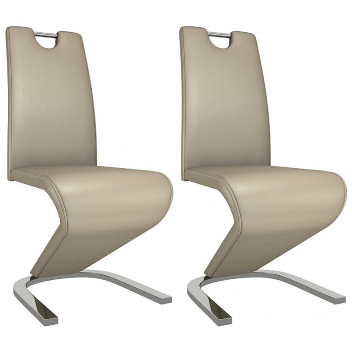 Conjunto de cadeiras ziguezague de couro sintético cor cappuccino Vida XL