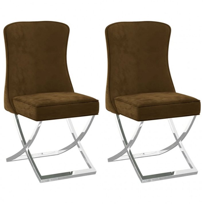 Set di sedie in velluto marrone VidaXL