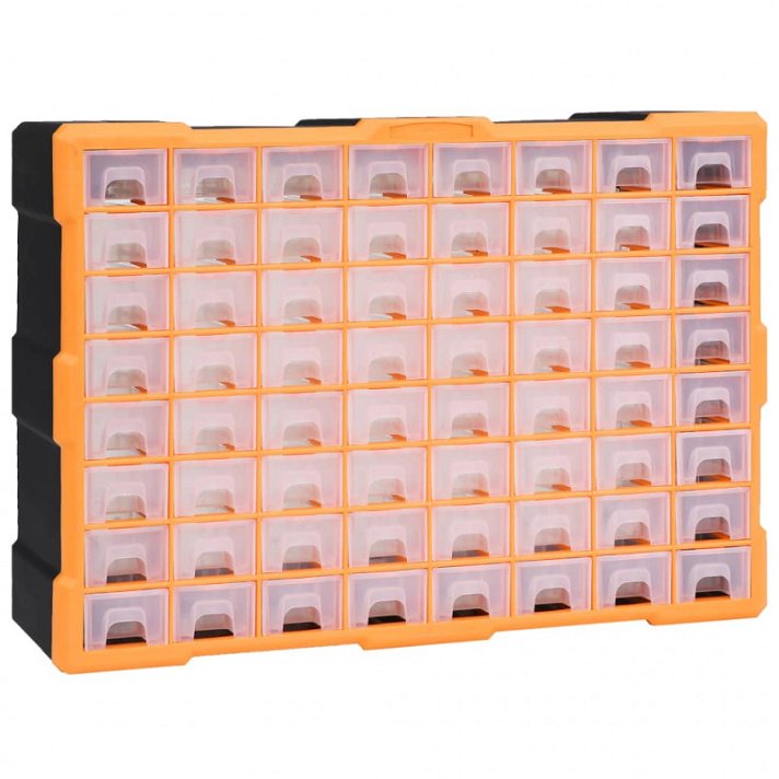 Organizador con múltiples espacios hecho de plástico resistente en color naranja y negro Vida XL