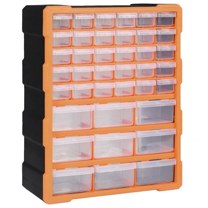 Organizer multi-cassetti arancione e nero 38x16x47 cm Vida XL