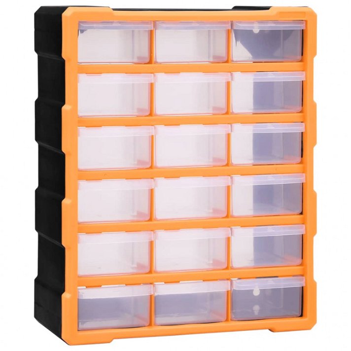 Organizador con múltiples cajones mediano en color naranja negro de 38x16x47 cm Vida XL