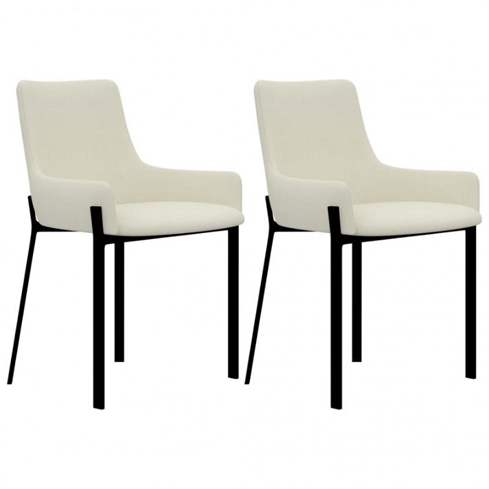 Pack de sillas con estructura de acero y tapizado de tela con acabado color crema Vida XL