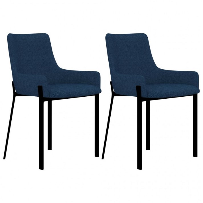 Set di sedie di tessuto e acciaio blu Vida XL