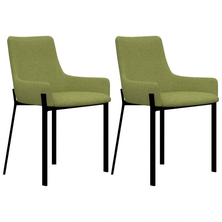 Set di sedie di tessuto e acciaio verde Vida XL