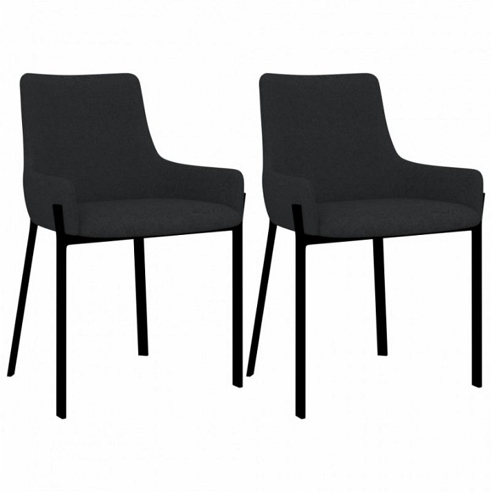 Set di sedie di tessuto e acciaio nero Vida XL