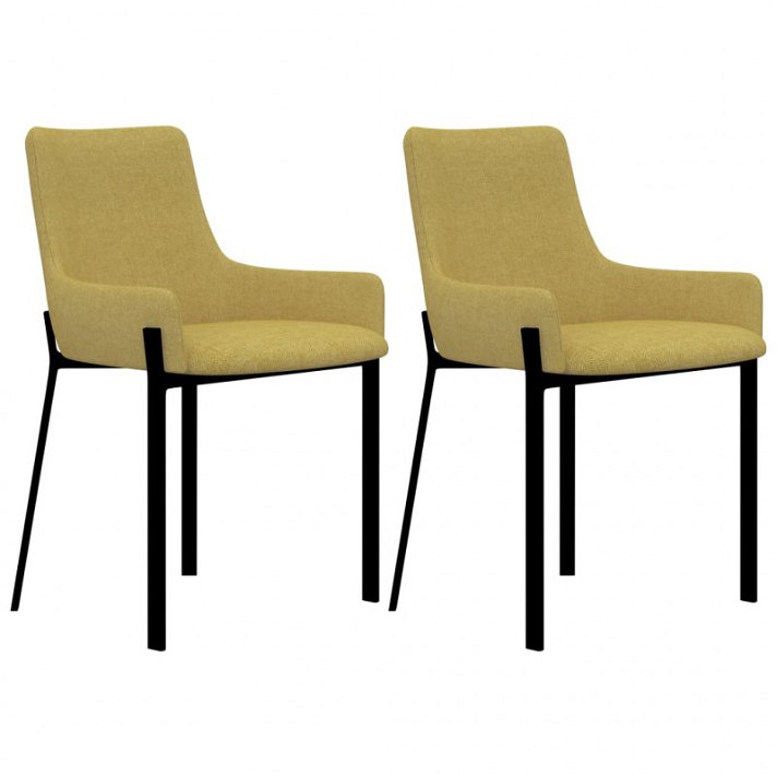 Set di 2 sedie realizzate in acciaio e legno con tessuto di finitura colore giallo Vida XL