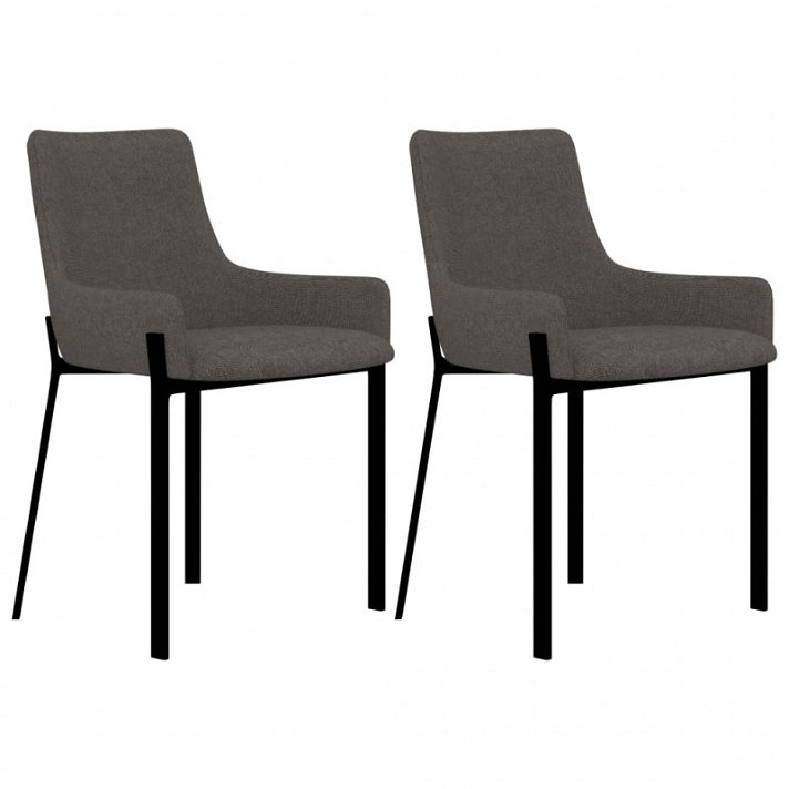 Conjunto de cadeiras fabricadas com madeira e aço estofada em tecido de cor cinzento taupe VidaXL