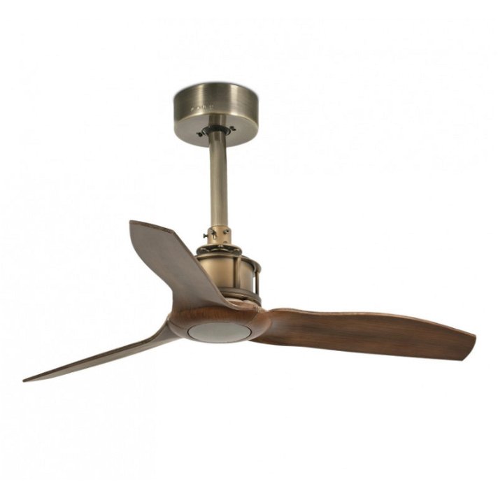 Ventilatore da soffitto a 6 velocità in acciaio e ABS con finitura in legno color oro antico Just Fan Faro