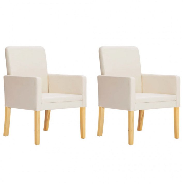 Set di sedie di ecopelle con braccioli crema Vida XL