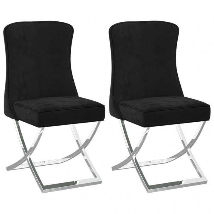 Set di sedie in velluto nero VidaXL